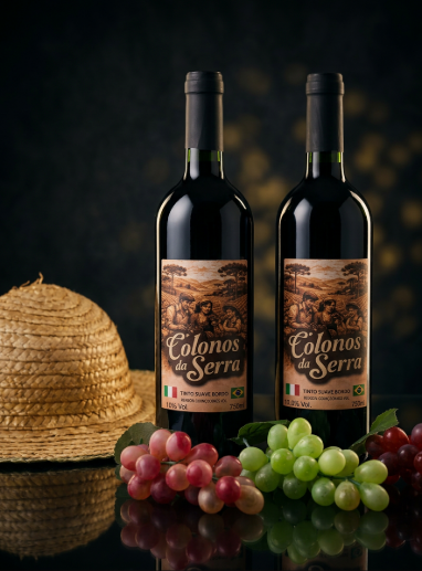 Vinhos Colonos da Serra sobre barril de carvalho